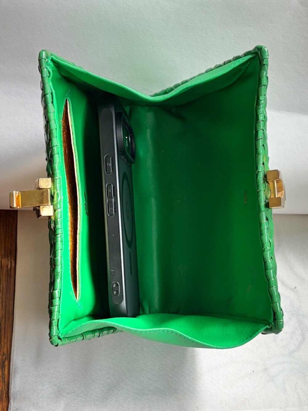RODO Italy GREEN Wicker Clutch 60s 70s Designer Purse HTF Vintage Evening Italy - Picture 15 of 16